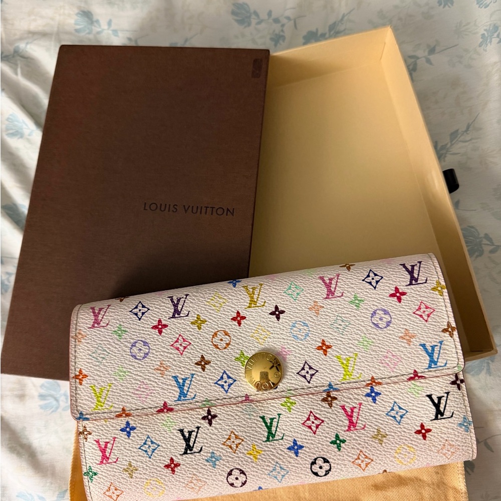 Takashi Murakami X Louis Vuitton White Monogram Multicolor Wallet - Picture 16 of 16